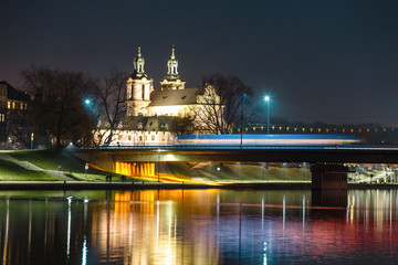 Church on the Skalka at night, Krakow, Poland