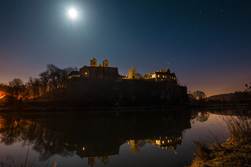 benedictine abbey in Tyniec at night, Poland
