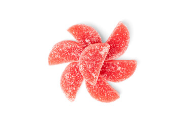 Color marmalade with sugar isolated on white background.