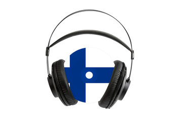 Photo of a headset with a CD with the flag of Finland