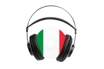 Photo of a headset with a CD with the flag of Italy