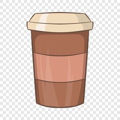Paper cup of coffee icon in cartoon style on a background for any web design 