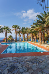 pool on the Mediterranean coast in the recreation area of ​​the small Greek village of Sissi