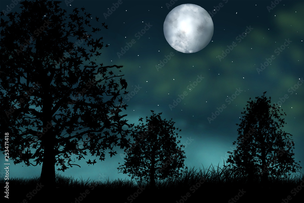 Wall mural full moon in the sky