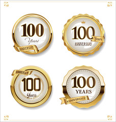 Anniversary golden labels retro vintage design collection 