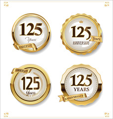 Anniversary golden labels retro vintage design collection 
