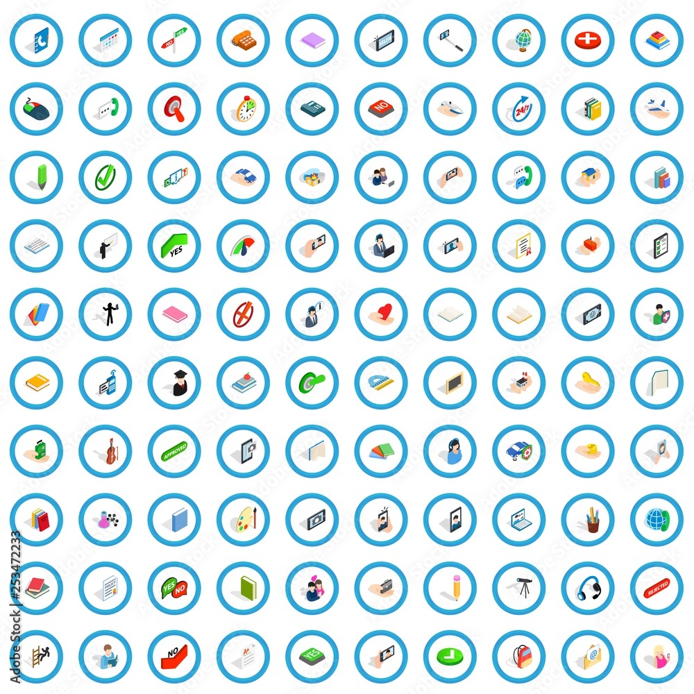 Aufkleber 100 dialog icons set in isometric 3d style for any design vector illustration
