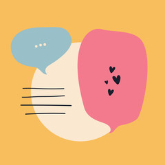 Colorful hand drawn template Heart Love Message