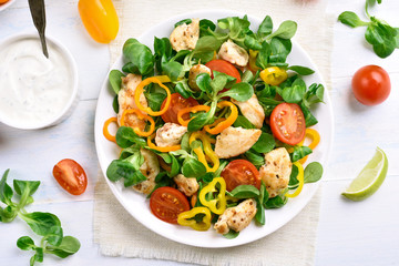 Vegetable salad with chicken meat