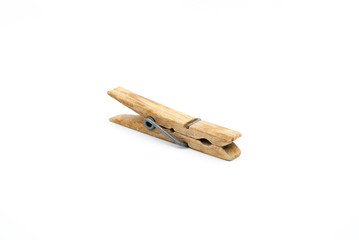 Wooden peg on white background