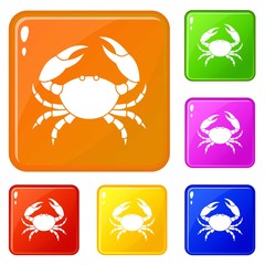 Crab icons set collection vector 6 color isolated on white background