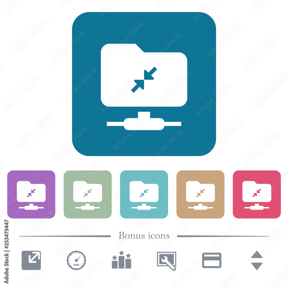 Poster ftp compression flat icons on color rounded square backgrounds