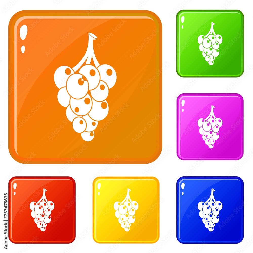 Poster grape icons set collection vector 6 color isolated on white background