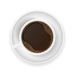 Coffee in a white cup isolated on white background