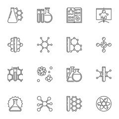 Chemistry vector concept minimal icons or signs in outline style