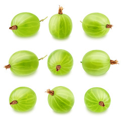 Set of gooseberries isolated on a white background.