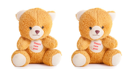 Brown teddy bear on a white background
