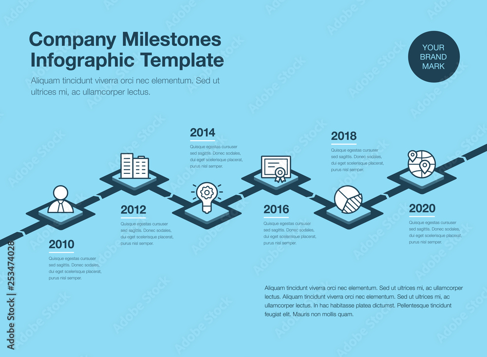 Leinwandbilder simple infographic for company milestones timeline template with 3d rhombus and line icons isolated 