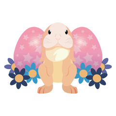 cute bunny and eggs painting easter