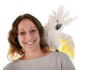 White cockatoo and woman © cynoclub