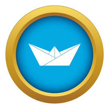 recommend clip art: Origami boat icon blue vector isolated on white background for any design