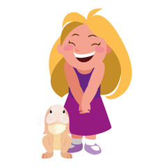 smiling girl with rabbit