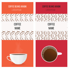 Vector set of coffee bean labels, design elements and seamless patterns for coffee packaging templates. Can be used for label, banner, poster, identity, branding, packing.