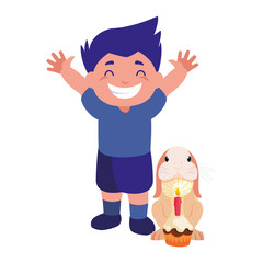 happy boy rabbit cupcake