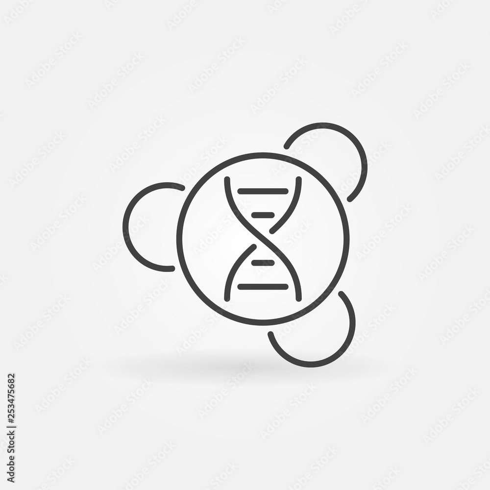 Poster dna in molecule vector minimal icon or sign in thin line style