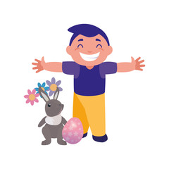 happy boy rabbit egg easter