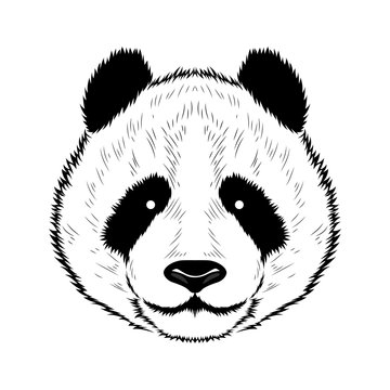 A vector image of a panda. Black image on white background.
