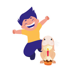 happy boy rabbit cupcake