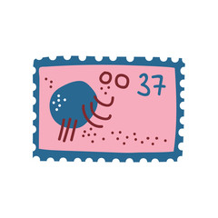 Cute Vintage Postcard with Octopus Sea Creature Vector Illustration