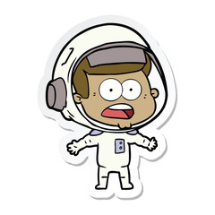 sticker of a cartoon surprised astronaut