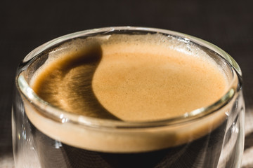 espresso coffee foam. fresh cup of coffee