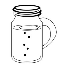 Mason jar juice cartoon isolated in black and white