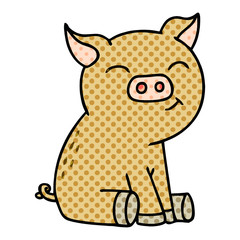 quirky comic book style cartoon pig