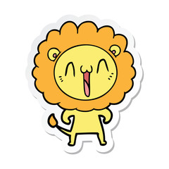 sticker of a happy cartoon lion