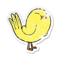 distressed sticker of a cartoon bird