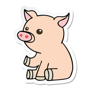 sticker of a quirky hand drawn cartoon pig