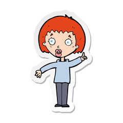 sticker of a cartoon woman explaining her point