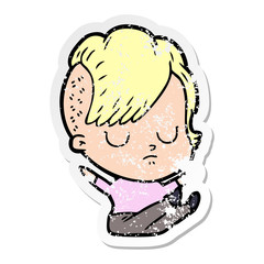 distressed sticker of a cartoon woman