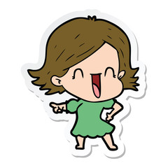 Obraz premium sticker of a cartoon happy woman