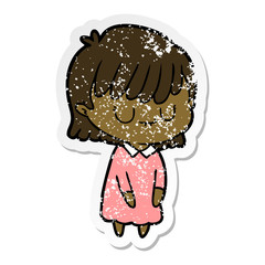 distressed sticker of a cartoon woman