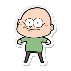 sticker of a cartoon bald man staring