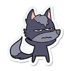 sticker of a cartoon annoyed wolf