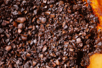 Close-up of wet coffee powder after drip