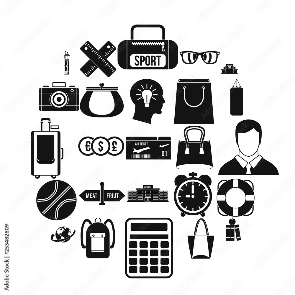Poster case icons set. simple set of 25 case icons for web isolated on white background