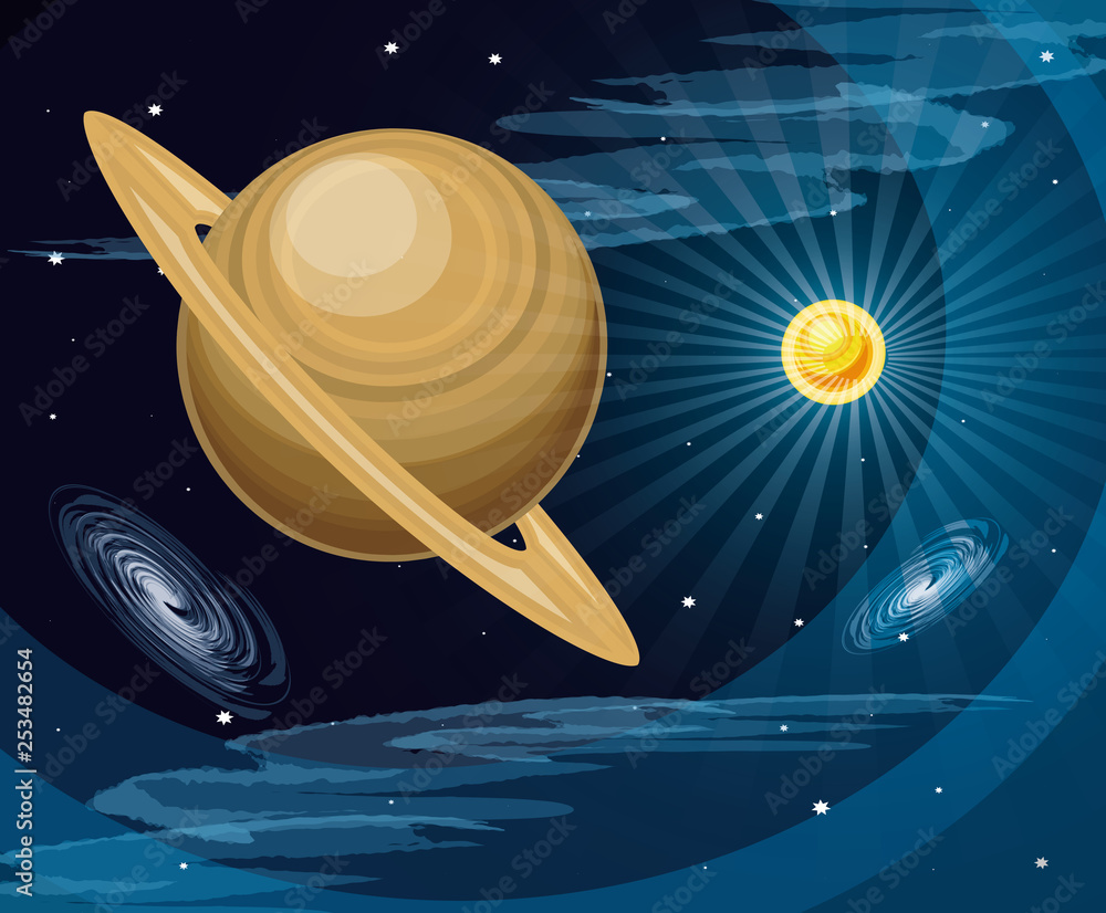 Canvas Prints space with saturn planet universe scene