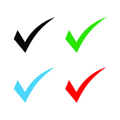 Set of colored check mark icon. Tick symbol, tick icon vector illustration.